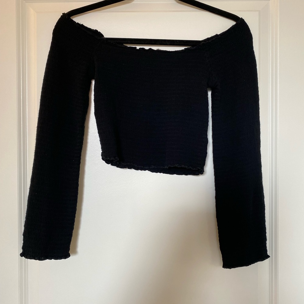Urban outfitters off the shoulder black crop top